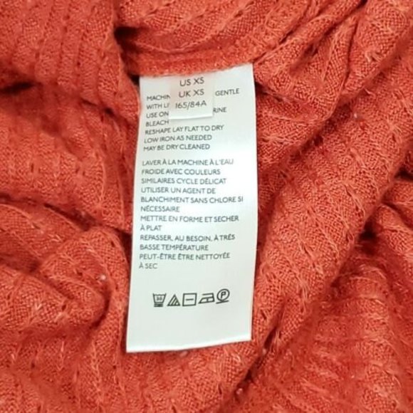 Anthropologie Maeve Extra-Small Addie Ruffled Hacci Sweater Orange Pointelle EUC - Picture 6 of 9